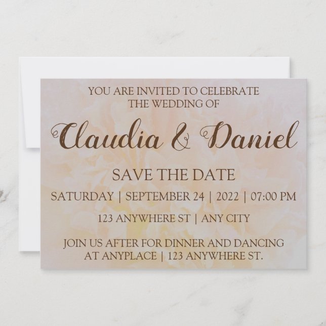 Reserve A Data Elegante e simples peônio floral, salve a data (Frente)