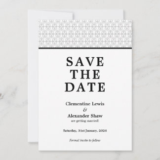Reserve A Data Elegante estilo Art Déco preto e branco para Save 