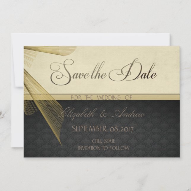 Reserve A Data Elegante Estilo Preto Save the date Casamento Dama (Frente)
