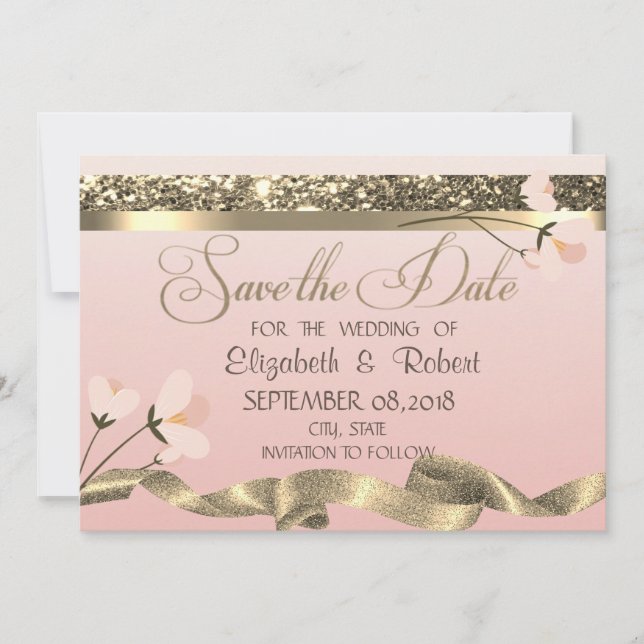 Reserve A Data Elegante Estiloso Floral Salve A Data (Frente)