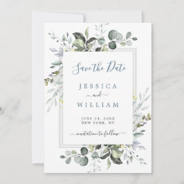 Reserve A Data Elegante Eucalipto em Aquarela para Casamento