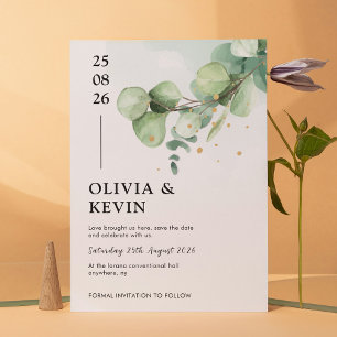 Reserve A Data Elegante Eucalyptus & Dourado - Casamento Chic Gre