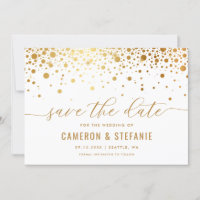 Elegante Faux Gold Foil Confetti Moderno Branco