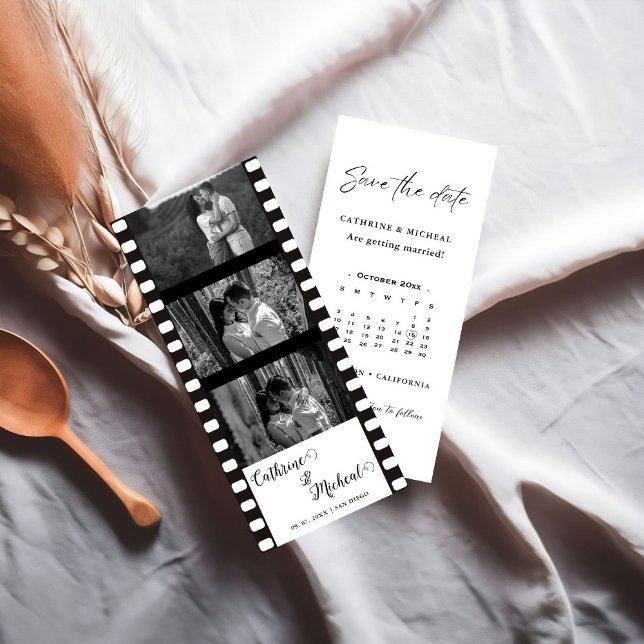 Reserve A Data Elegante Filme Casamento Foto com quadro de strip (Criador carregado)