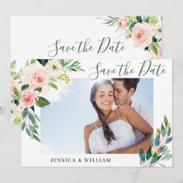 Reserve A Data Elegante Flor Rosa Bege de Eucalipto Casamento FOT