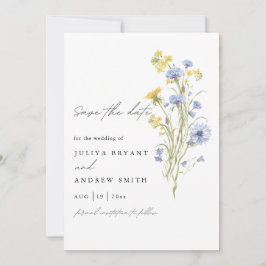 Reserve A Data Elegante flor selvagem azul em aquarela Salve o Di