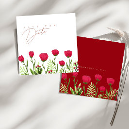 Reserve A Data Elegante Flor Vermelha Selvagem Casamento Salve O