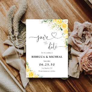 Reserve A Data Elegante Floral Amarelo Casamento Salve A Data