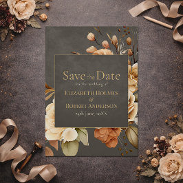 Reserve A Data Elegante Floral Bege Salve o Dia