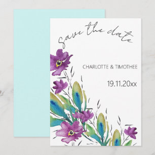 Reserve A Data Elegante Floral Boêmio Aquarela Pintada à Mão