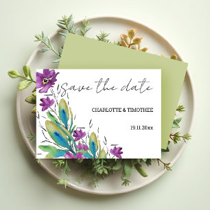 Reserve A Data Elegante Floral Boêmio Aquarela Pintada à Mão