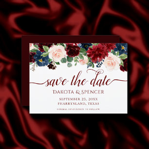 Reserve A Data Elegante Floral Casamento Vermelho de Marsala
