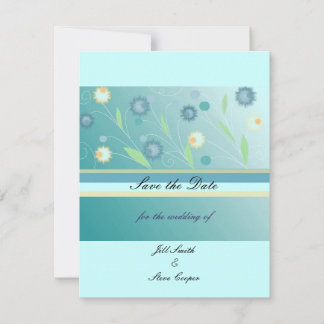 Reserve A Data Elegante Floral em Verde-Azul Salve a Data