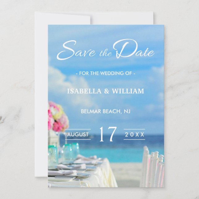 Reserve A Data Elegante Floral Ocean Beach Summer Salvar a Data (Frente)