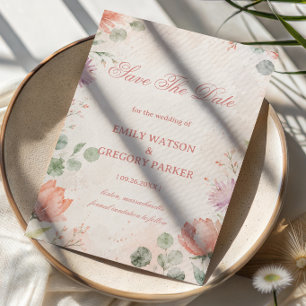 Reserve A Data Elegante Floral Rosado