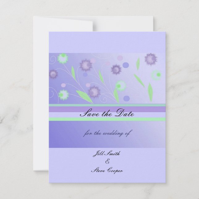 Reserve A Data Elegante Floral Roxo Salve a Data (Frente)