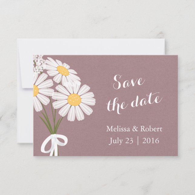 Reserve A Data Elegante Floral White Daisies Salva o Casamento de (Frente)