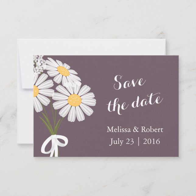 Reserve A Data Elegante Floral White Daisies Salva o Casamento de (Frente)
