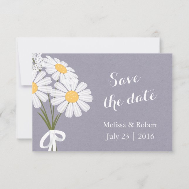 Reserve A Data Elegante Floral White Daisies Salva o Casamento de (Frente)