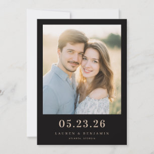 Reserve A Data Elegante Foto Bege Romântica