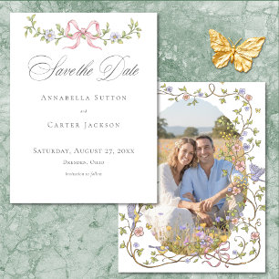 Reserve A Data Elegante Foto de Casamento com Arco Floral Pastel 