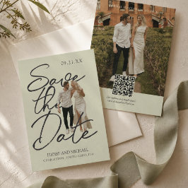 Reserve A Data Elegante Foto de Casamento com Letra Manuscrita