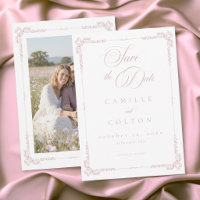 Elegante Foto de Casamento Dusty Pink Barroco Vint