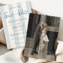 Elegante Foto de Casamento em Azul Poeirento com L