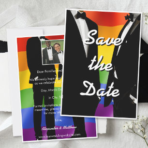 Reserve A Data Elegante Foto de Casamento Gay Moderno Arco-íris