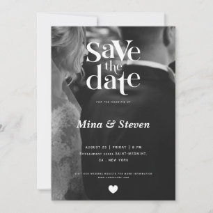 Reserve A Data Elegante foto de casamento preto e branco