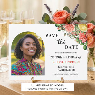 Reserve A Data Elegante Foto Floral de Aniversário de 29 anos