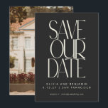 Reserve A Data Elegante Foto Preta Simples Moderna Tendência com<br><div class="desc">Elegante Foto Preta Simples Moderna Tendência com Classe Salvar a Data</div>