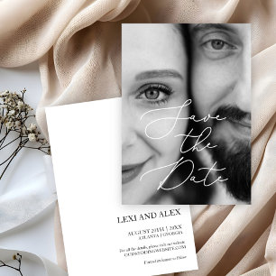 Reserve A Data Elegante Foto Preto e Branco com Letra Save The Da