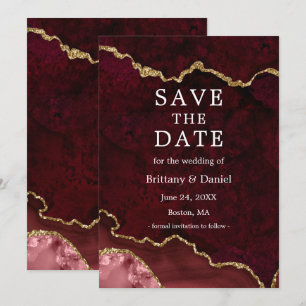 Reserve A Data Elegante Geodo de Ágata Mármore Burgundy em Aquare