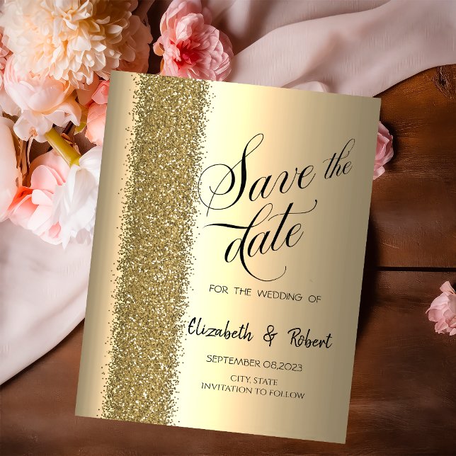 Reserve A Data Elegante Grafismo Dourado Save The Date (Criador carregado)