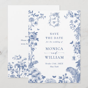 Reserve A Data Elegante Jardim Floral Francês Azul Casamento Foto
