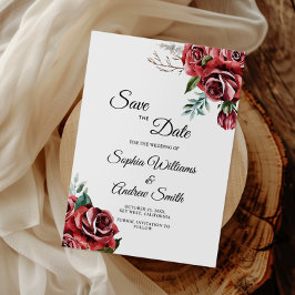 Reserve A Data Elegante Marsala Rosa vermelha Rustic Salvar A Dat