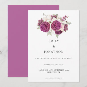 Reserve A Data Elegante Micro Wedding Burgundy Florals Rosa rosa