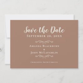 Reserve A Data Elegante Mocha Brown Rustic Calliografia Romântica