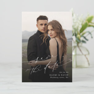 Reserve A Data Elegante Moderno Chic Script Foto Minimalista