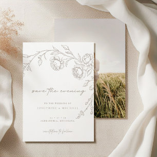 Reserve A Data Elegante Noite de Casamento Sepia Save the Date
