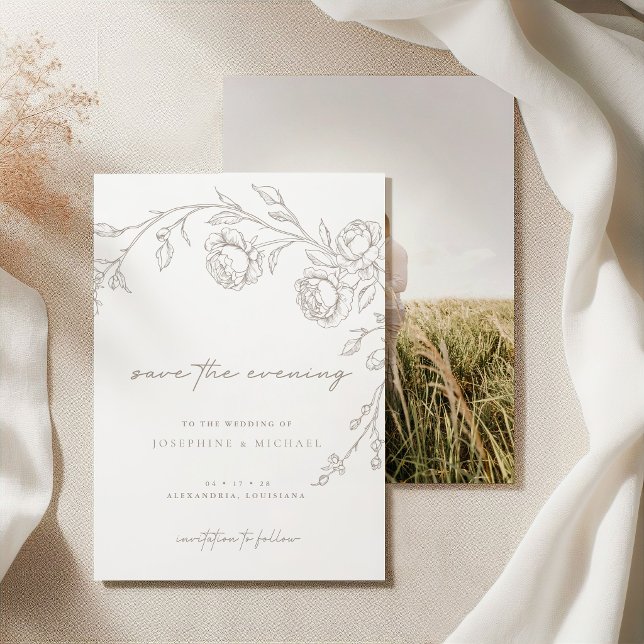 Reserve A Data Elegante Noite de Casamento Sepia Save the Date (Criador carregado)