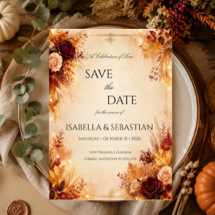 Reserve A Data Elegante Outono Casamento Boho Rústico de Outono