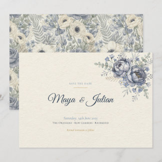 Reserve A Data Elegante Peônia Azul Poeirento Casamento Floral Fr