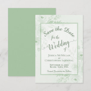 Reserve A Data Elegante Peônias em Aquarela Verde Sálvia Casament
