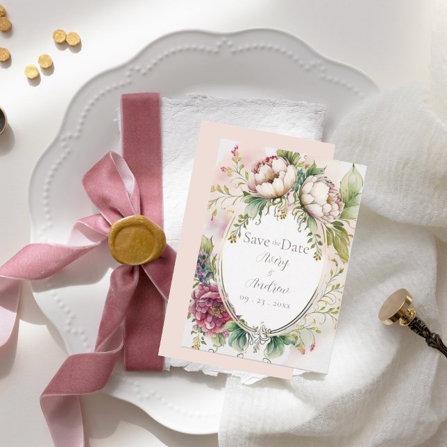 Reserve A Data Elegante Pink Blush Romântico Russo (Criador carregado)