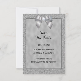 Reserve A Data Elegante Prata & Brilho Estiloso Casamento