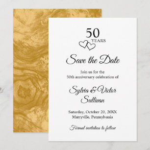 Reserve A Data Elegante Preto e Branco 50º Aniversário de Casamen