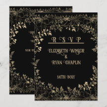 Elegante Preto Floral ouro