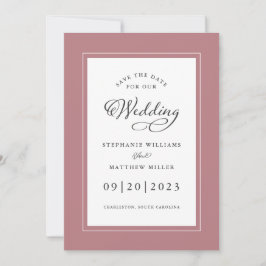 Reserve A Data Elegante Quadro Chic de Casamento em Rosa Po dusty